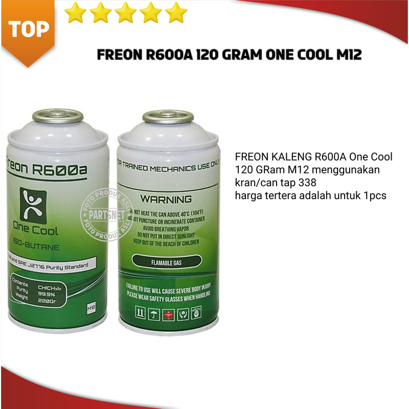 Jual FREON Kaleng R600a 120 GRAM ONE COOL M12 menggunakan can tap 338 ...