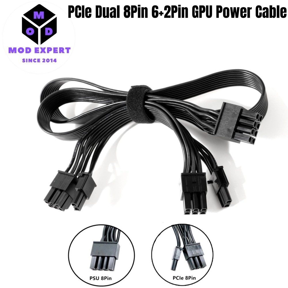Jual PCIe Dual 8Pin 6+2Pin with Pigtail GPU Card Power Cable for ...