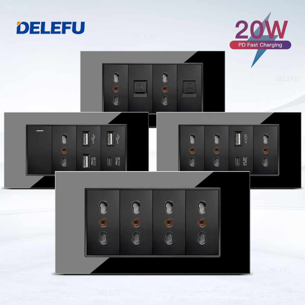 Jual DELEFU Glass SC70 Panel 145mm Black Italian Standard USB C-type ...