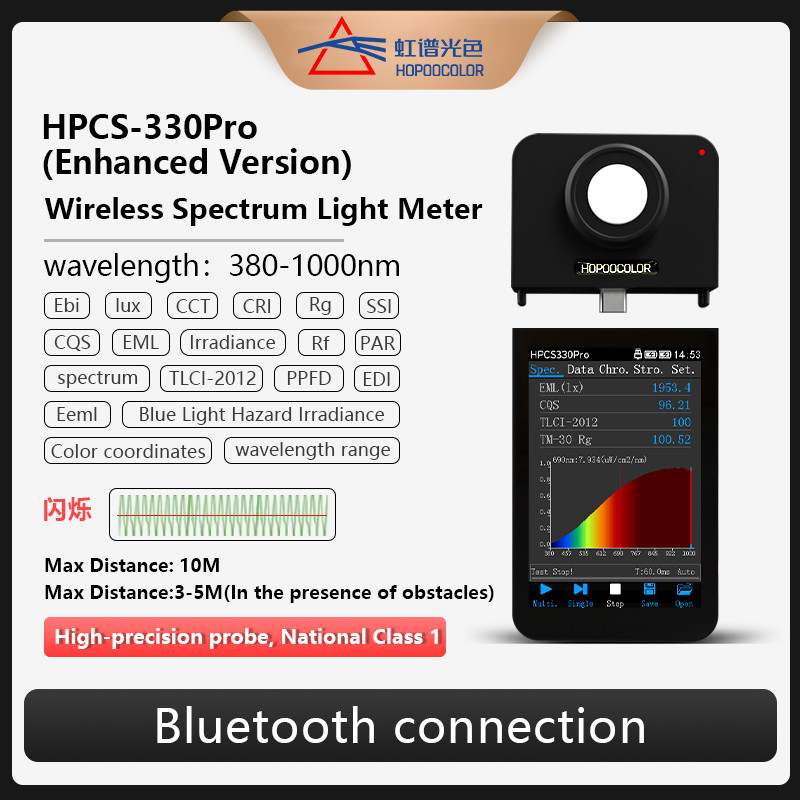 Jual HPCS330Pro HOPOOCOLOR 380-1000nm Light Flicker Tester Spectrometer ...