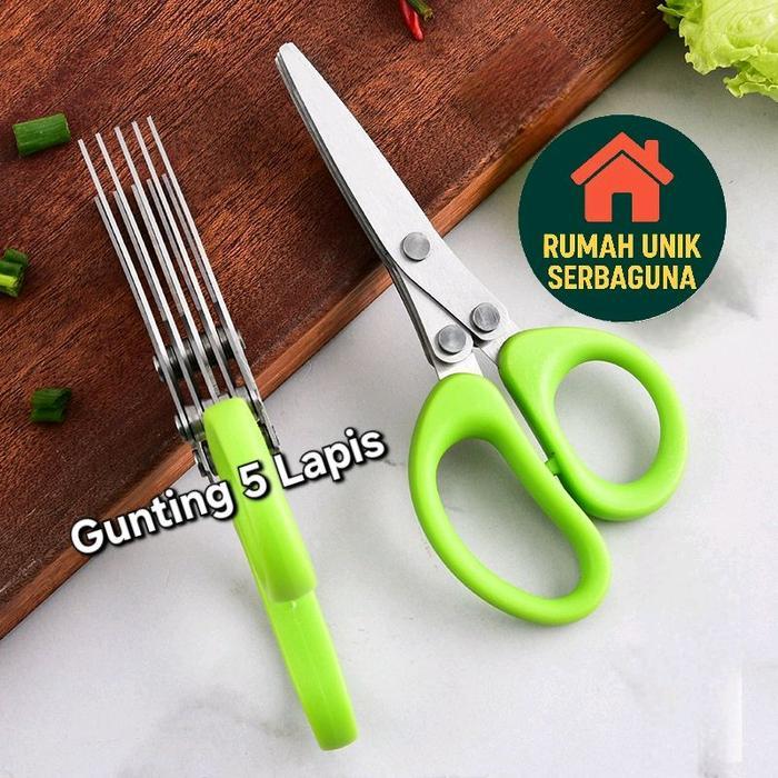 Jual Rumah Unik Serbaguna Gunting 5 Lapis Daun Bawang Sayur Dapur ...