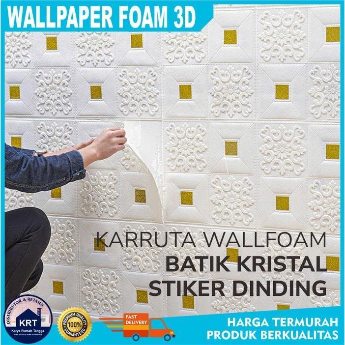 Jual Wallpaper Foam 3D Batik Kristal 35x35 Wall Sticker Dinding Plafon ...