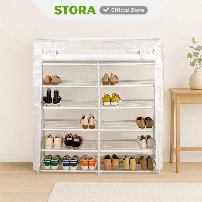 Jual Stora Rak Sepatu 5 Tingkat Dengan Cover - Krem Shoe Rack Lemari ...