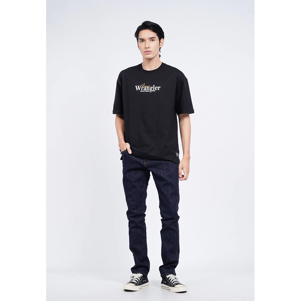 Celana Jeans Pria Skinny Straight Dark Blue Stretch Premium Wrangler foto 4