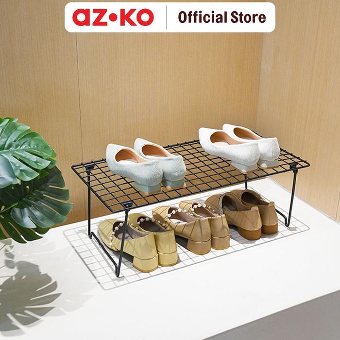 Jual AZKO Stora Rak Sepatu Stackable - Hitam Shoe Rack Organizer Sandal ...