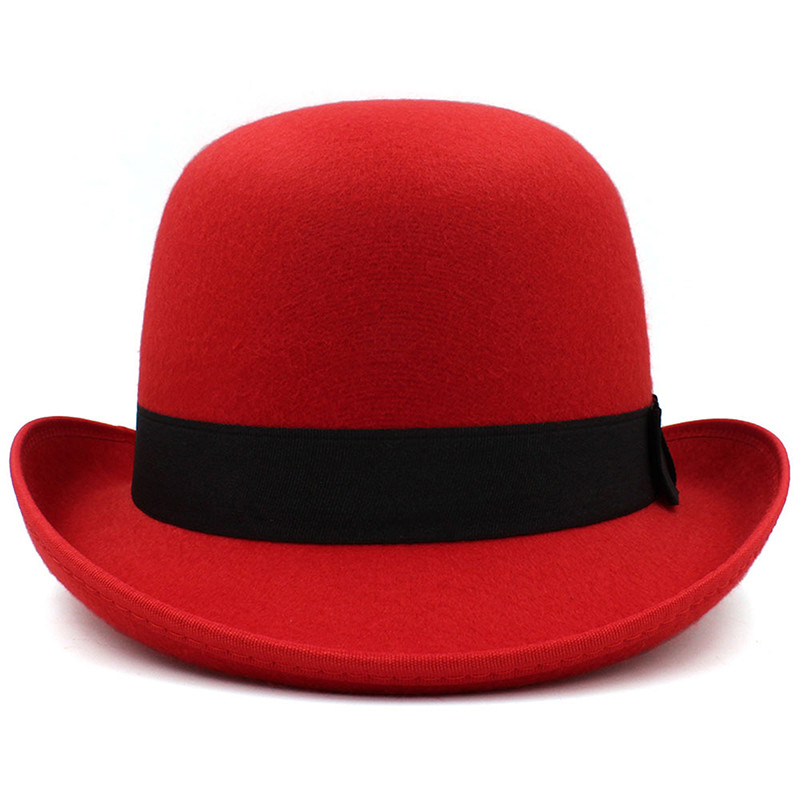 Jual Men Women Classic Vintage Felt Bowler Hats Roll Rim Derby Caps ...