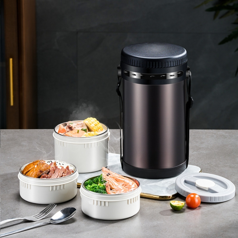 Jual Portable Thermal Lunch Box Stainless Steel Heat Preservation Bento ...