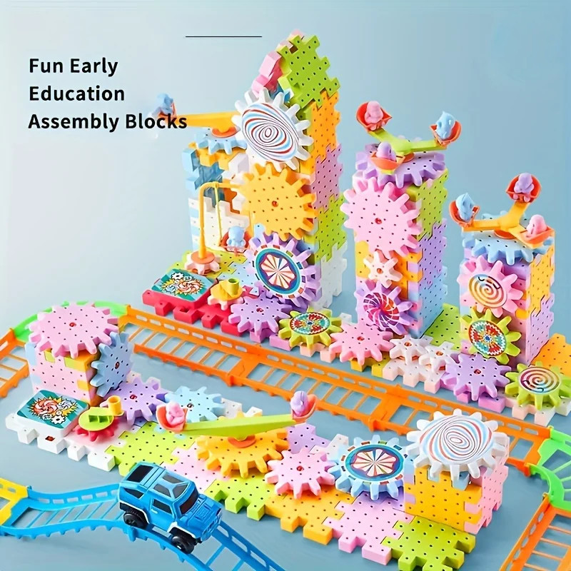 Jual Electric Gear Building Toy Set Motorized Spinning Gears Set Gear ...