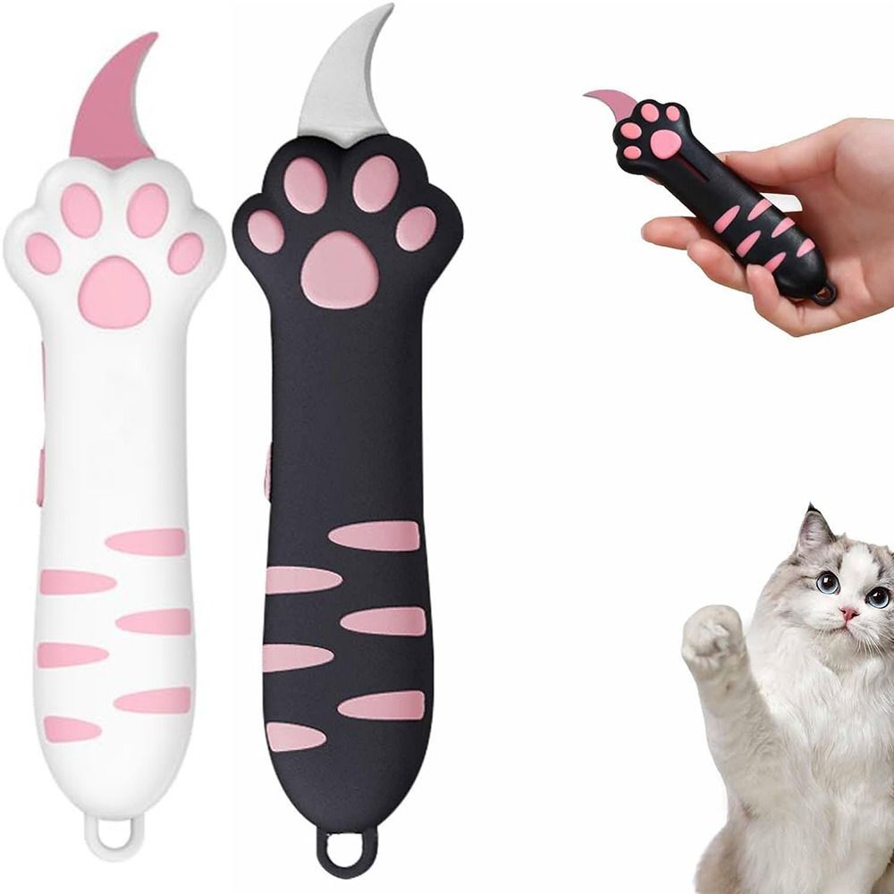 Jual Portable Plastic Cat Paw Box Cutter Cartoon School Office Supplies ...