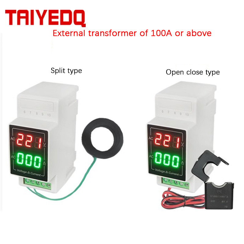 Jual Din Rail Digital Display Ac Current And Voltage Meter Led Digital ...