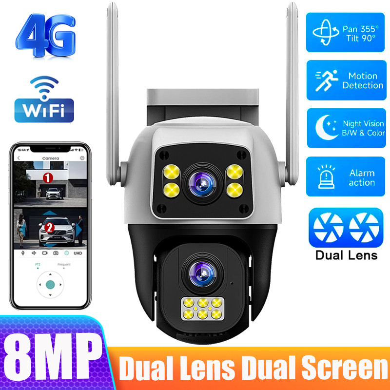 Jual 8MP 4G Sim Card Camera Dual Lens Dual Screen Wireless WiFi Outdoor ...