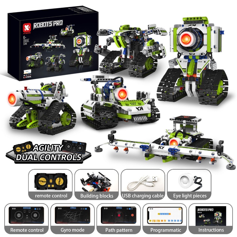 Jual K96158 337PCS 5-in-1 Electric Remote Control Programmable Robot ...