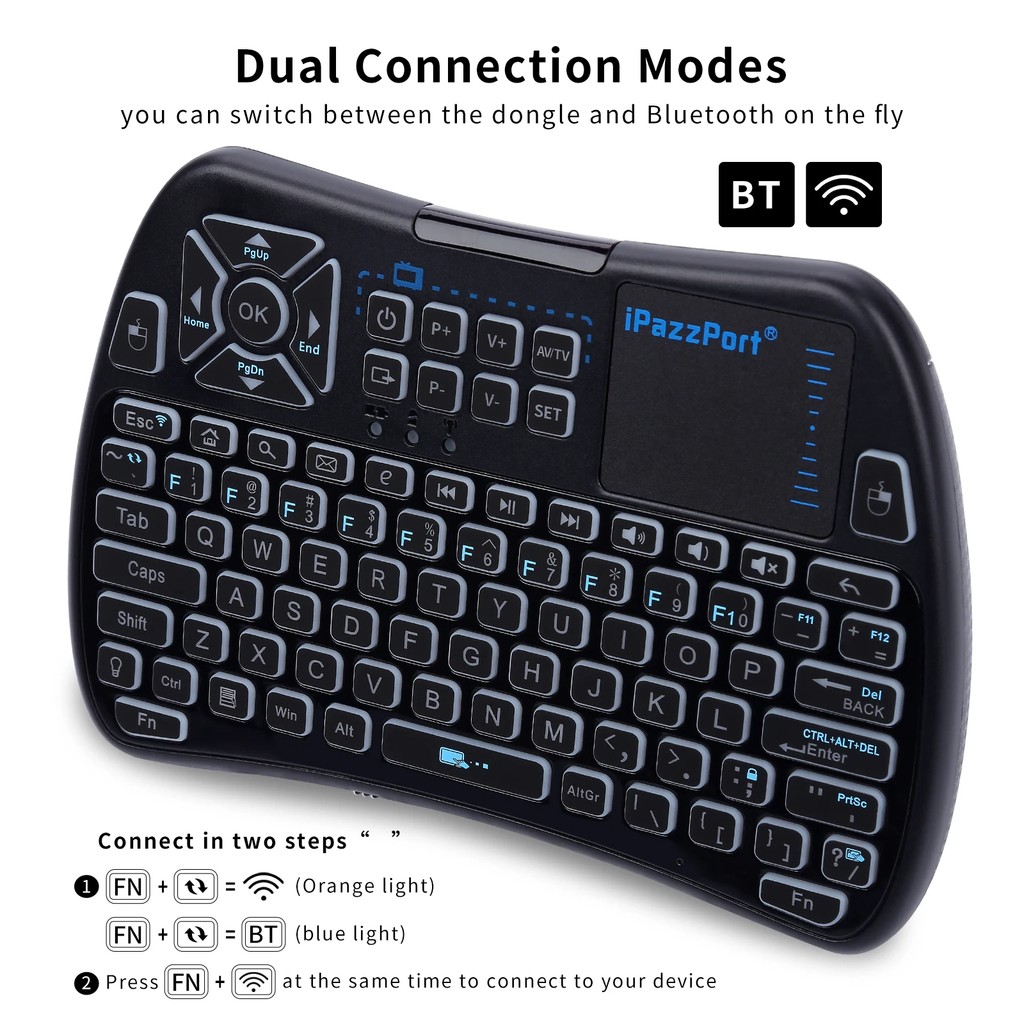 Jual iPazzPort Backlit Mini Keyboard w/Touchpad, Bluetooth & 2.4GHz ...