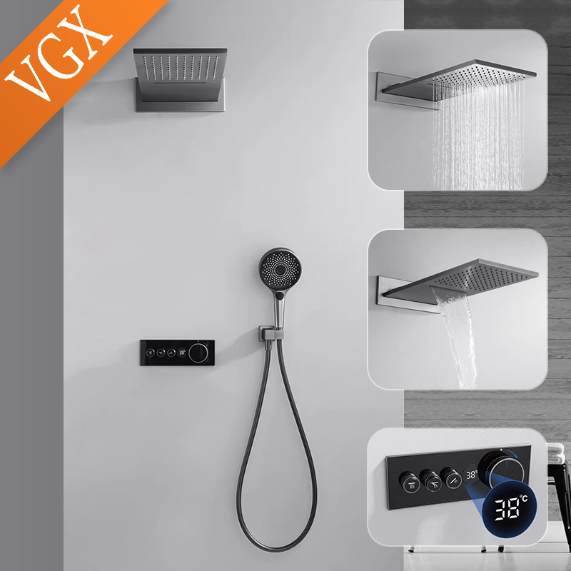 Jual VGX Concealed Thermostatic Shower System Set Temperature Digital ...