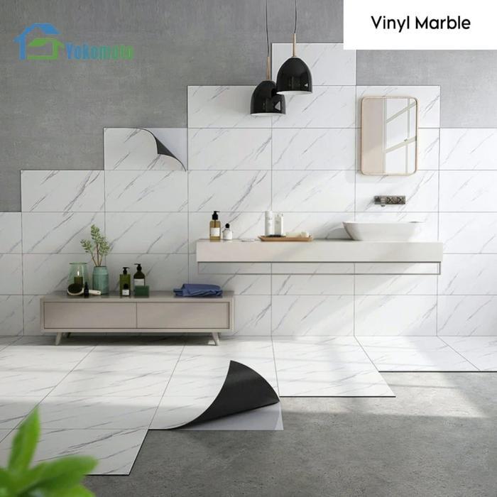 Jual (COD)TerkiniWallpaper dinding VINYL Marble 30 x 60 cm / Lantai ...