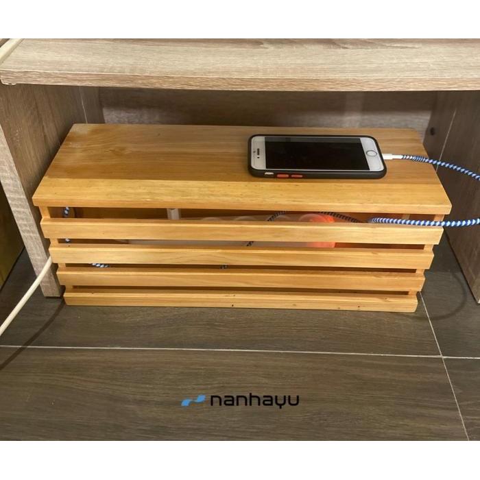 Jual Kotak penyimpanan kabel colokan dan charger kayu Biar rapi - Jari ...