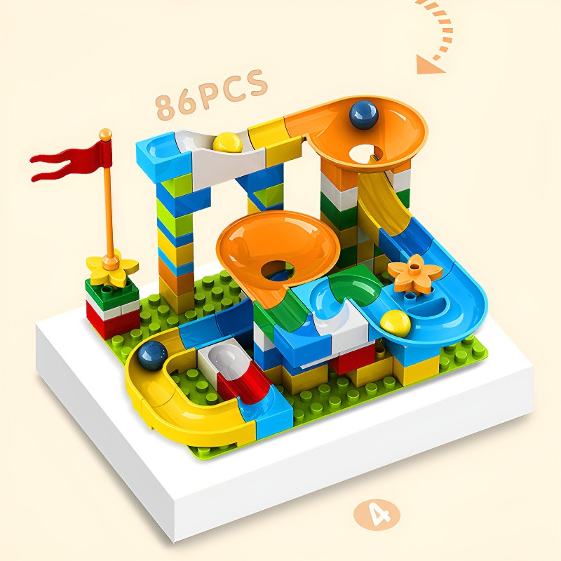 Jual Big Size Marble Race Run Track Building Blocks 86-344pcs Funnel ...