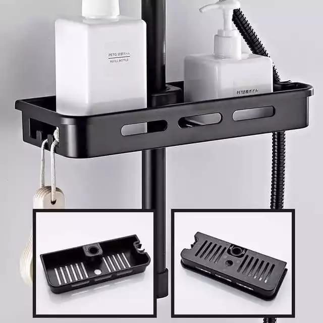 Jual Rak hitam tiang shower - rack tempat sabun kamar mandi | Shopee ...