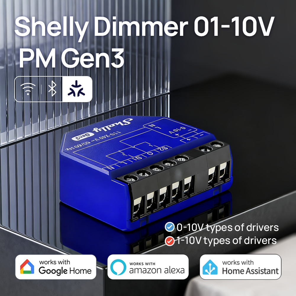 Jual Shelly Dimmer 0/1-10V PM Gen3 Wi-Fi Bluetooth Operated Smart ...