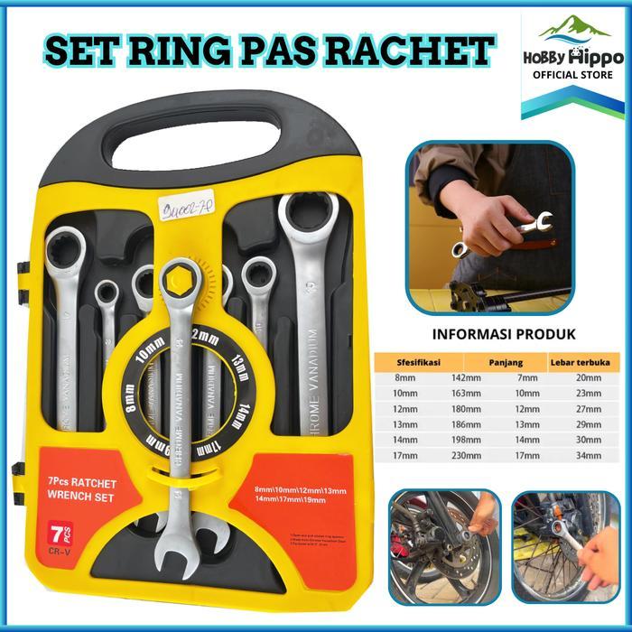 Jual KUNCI RING PAS SET 7 PCS /KUNCI RING 8-19MM WRENCH RACHET/JS-94002 ...