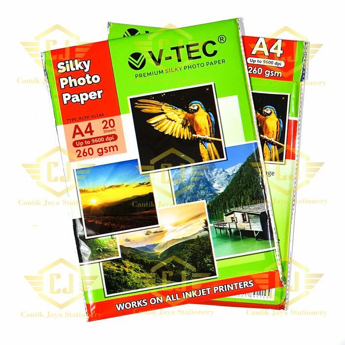 Jual Kertas Foto V-TEC Premium Silky Photo Paper A4 20lbr 260gsm RCPP ...