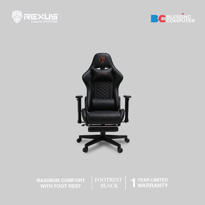 Jual KURSI GAMING REXUS RGC-100 MAX FOOTREST BLACK | Shopee Indonesia