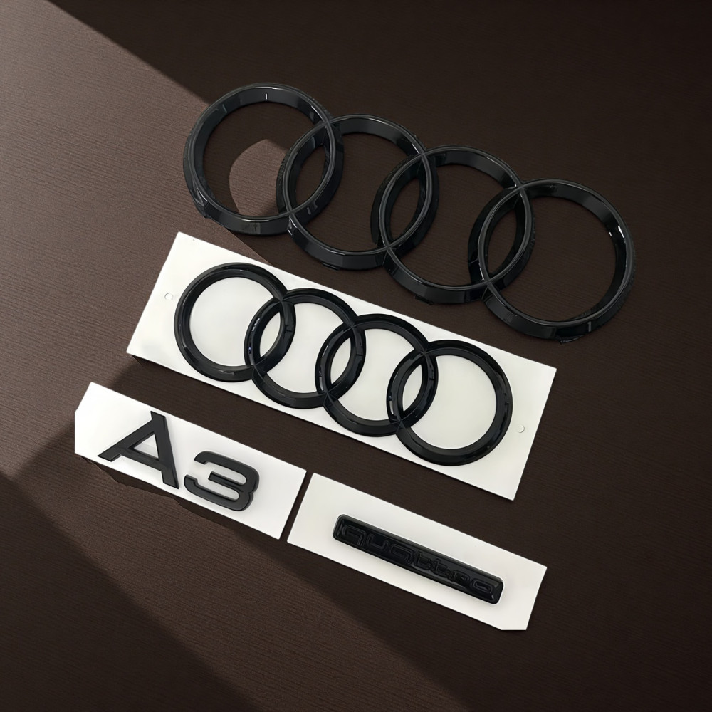 Jual For AUDI 2010-2020 1PCS 4 Ring logo ABS Black Car Hood Front ...
