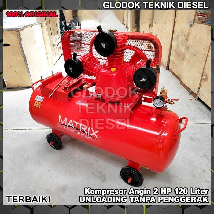 Jual Matrix Kompresor Angin 2 HP 120 Liter + Engine Penggerak Bensin GX ...