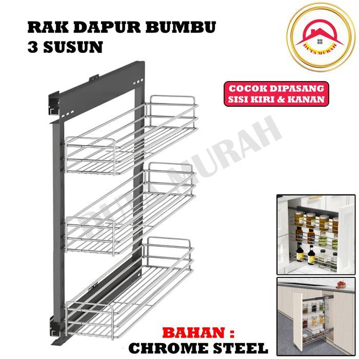 Jual Rak Botol 3 Susun Chrome Stainless Rel Samping Rak Bumbu Gelas ...