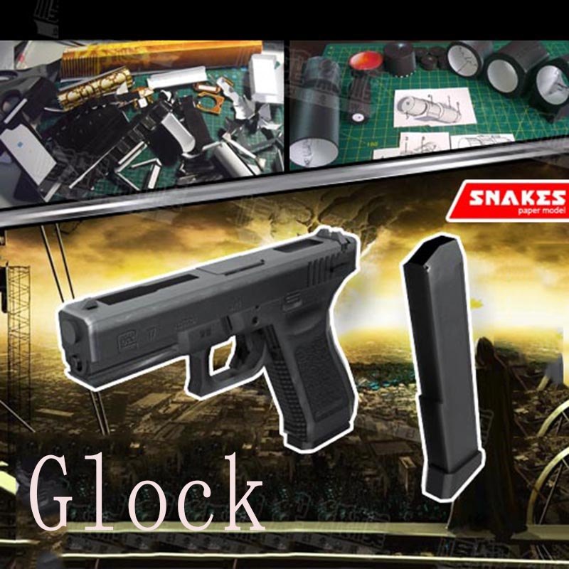 Jual CS 3D Assembly Paper Glock 17 Glock 18 Model Gun Miniature Model ...