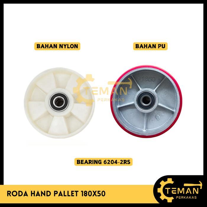 Jual PROMOO Roda Hand Pallet 180 x 50 MM PU Merah Nilon Putih / Roda ...
