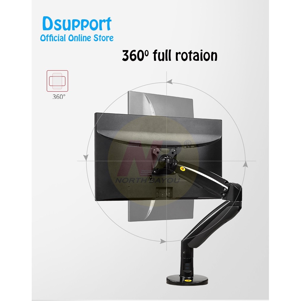Jual NB F100A Gas Spring Arm 22-35 inch Screen Monitor Holder 360 ...