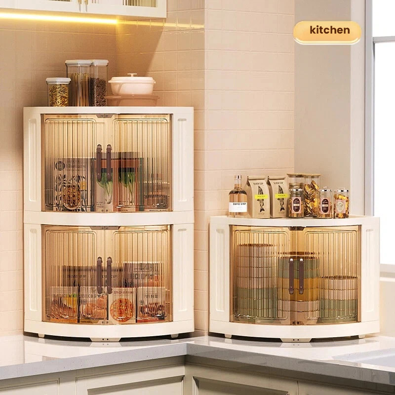 Jual Plastic double-door foldable and mobile triangular storage cabinet ...