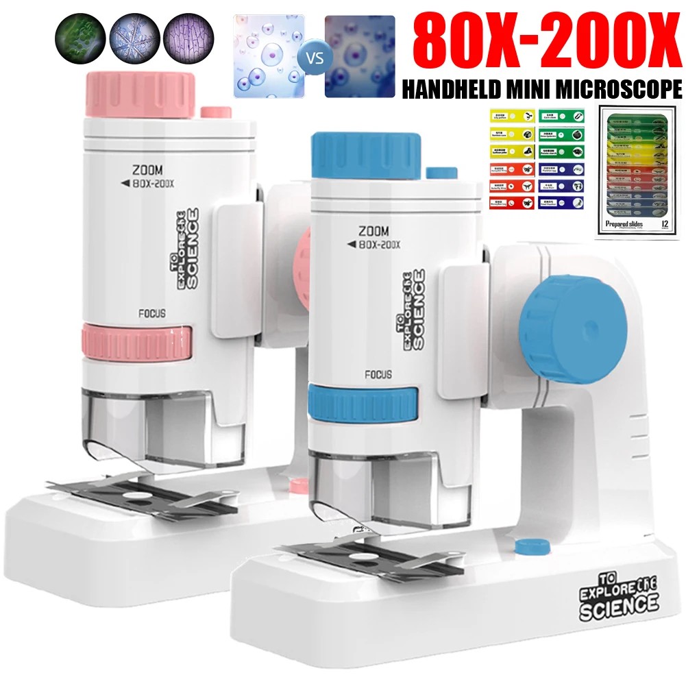 Jual LED Biological Microscope with Base 80-200X Mini Handheld ...