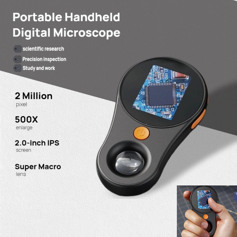 FUYGRCJ Macro Digital Microscope, Fixed Focus 500X Handheld Magnifying Glass With 2inch Ips Screen And Led Lights 200w Pixel Usb Rechargeable - View #7