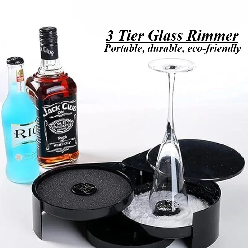 Jual 3 Tier Glass Rimmer Salt Rim Box for Cocktails Margarita-Salt ...