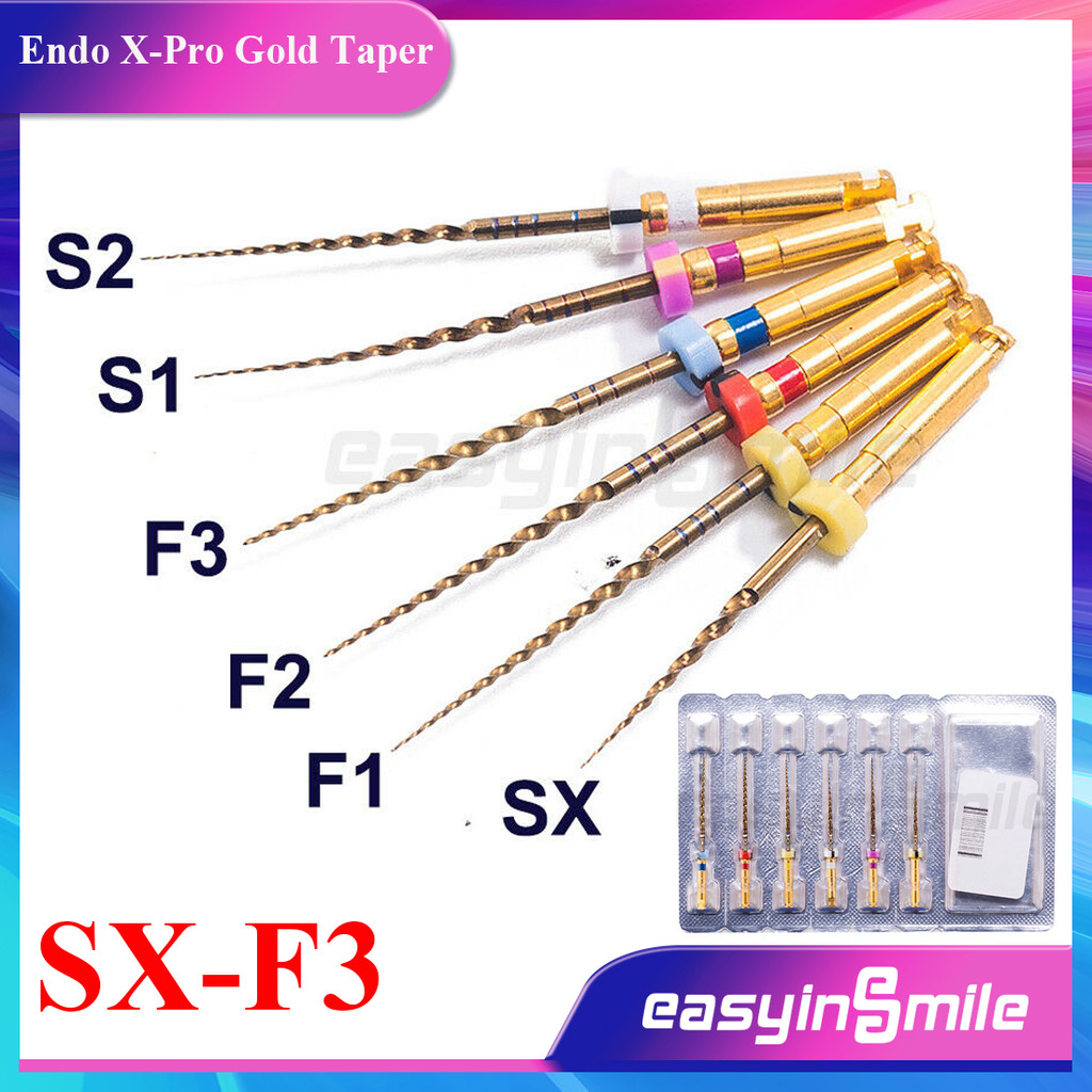 Jual EASYINSMILE Endo X-Pro Gold Taper Rotary Files Dental 6Pc ...