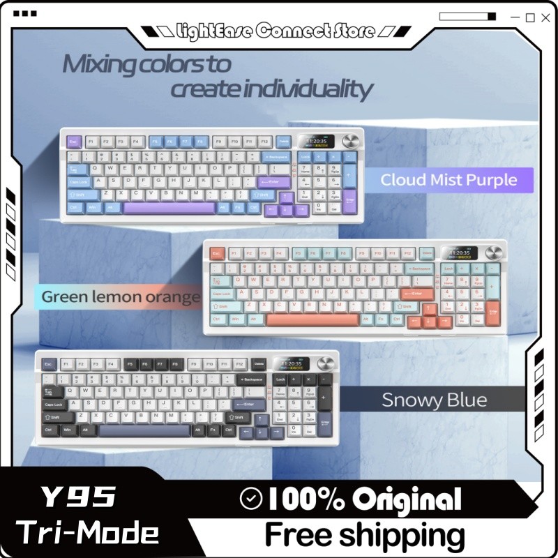 Jual Y95 Mechanical Game Keyboard Wireless Bluetooth Tri-Mode 98 Full ...