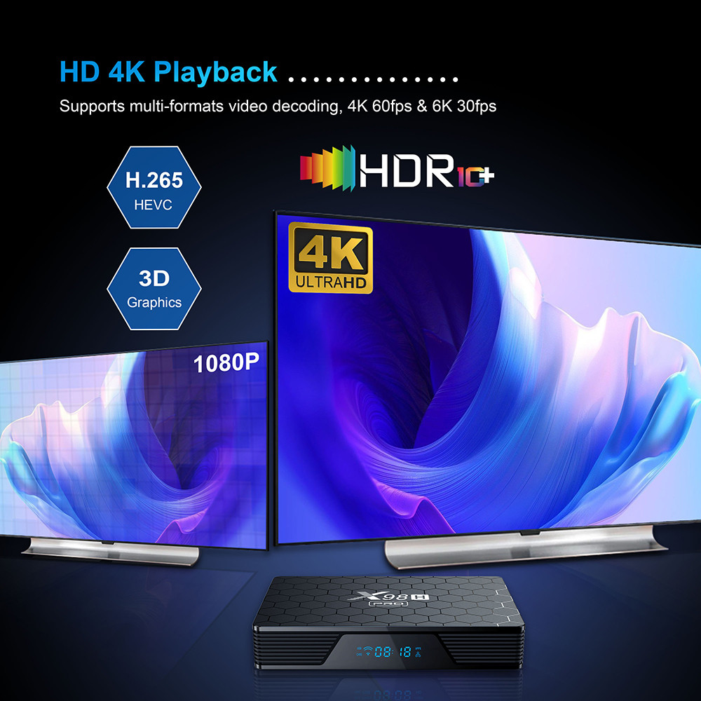 Android TV Box 12.0, 4 Go de RAM / 32 Go de ROM H618 Box TV Android Box Quad Core 64 Bits, Prend en Charge 2.4G 5G Dual WiFi BT5.0 6K 3D H.265 Smart