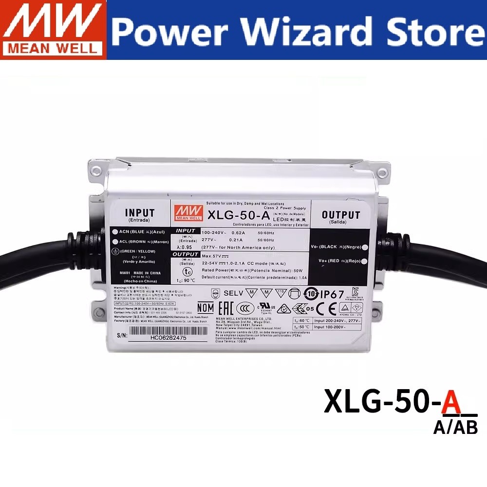 XLG-50-AB 100VAC-305VAC Giriş 22~54V Çıkış 50W Led Sürücü Meanwell