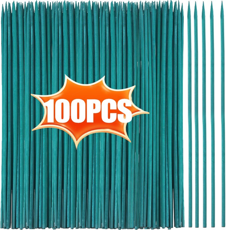 Jual 100/20X Plant Stakes Garden Green Single Stem Plant Support Stakes ...