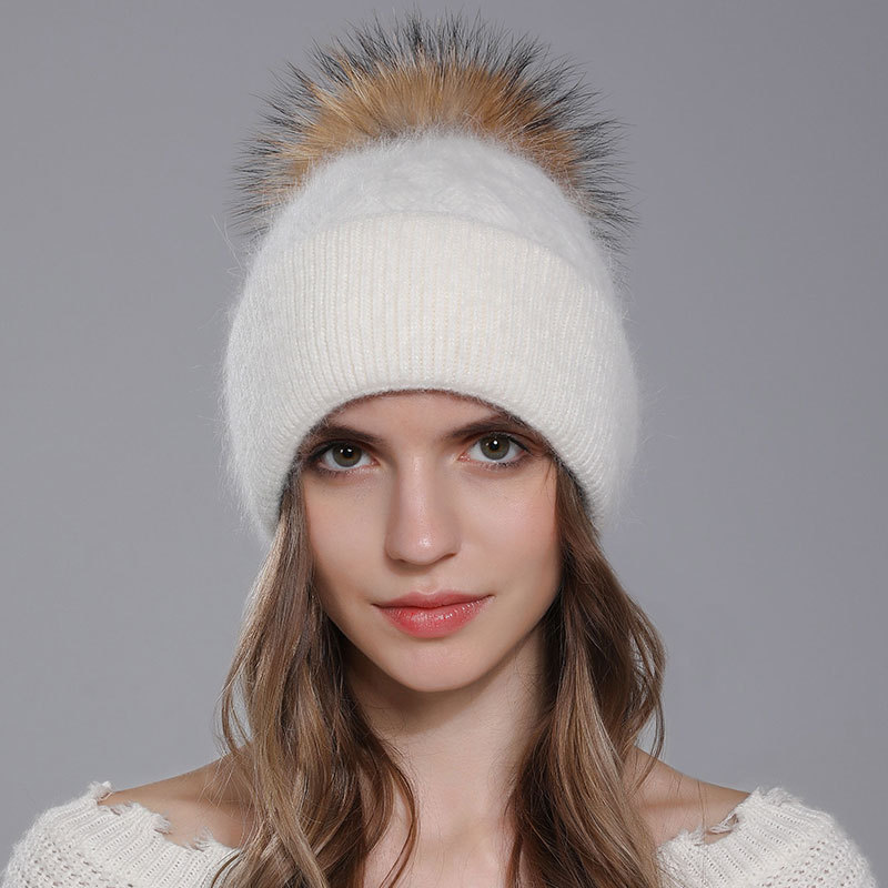 Jual Women's Angora Rabbit Hair Knitting Hat Winter Fried Dough Twists ...