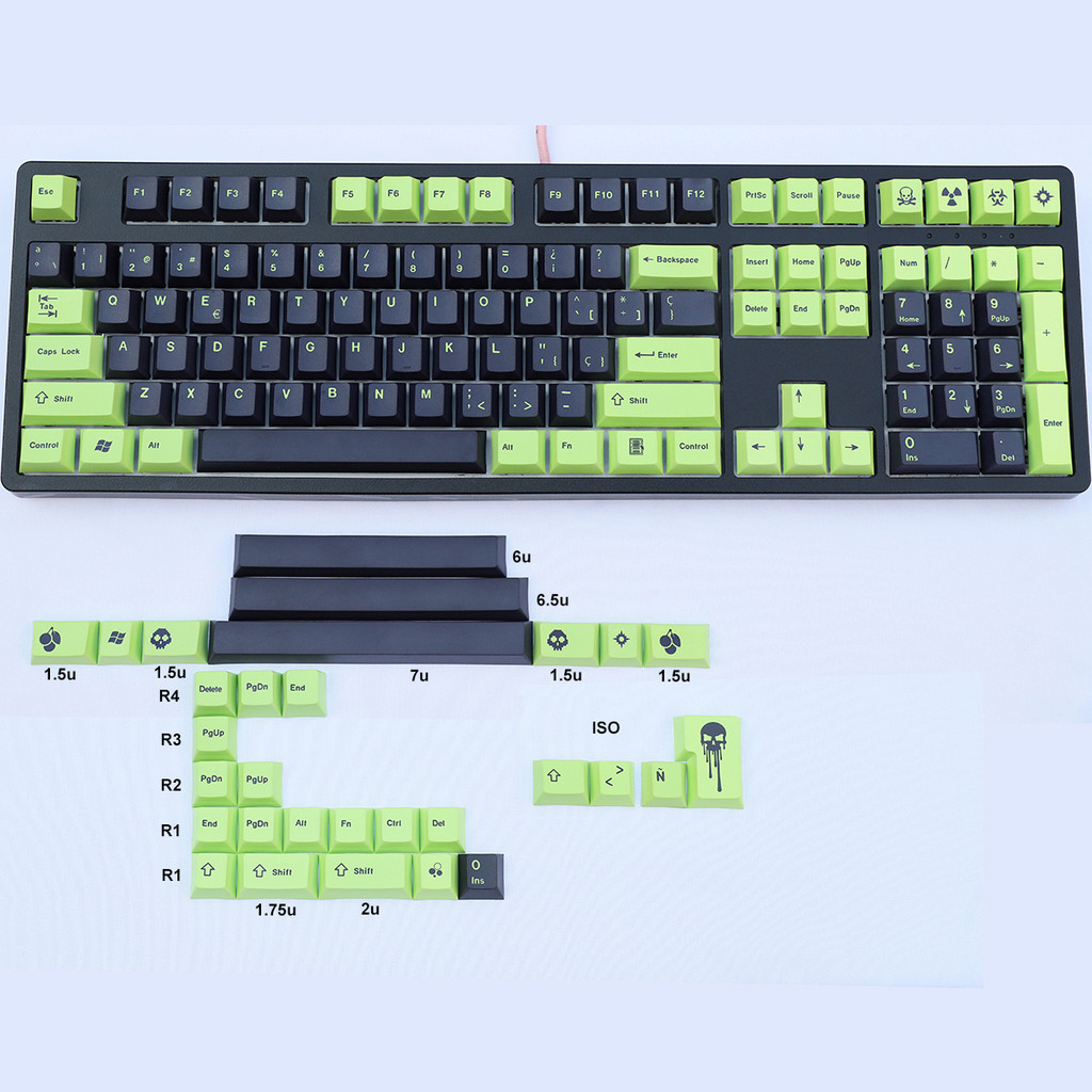 Jual Spanish Keycaps ANSI ISO Layout PBT Dye-Subbed for Cherry MX ...