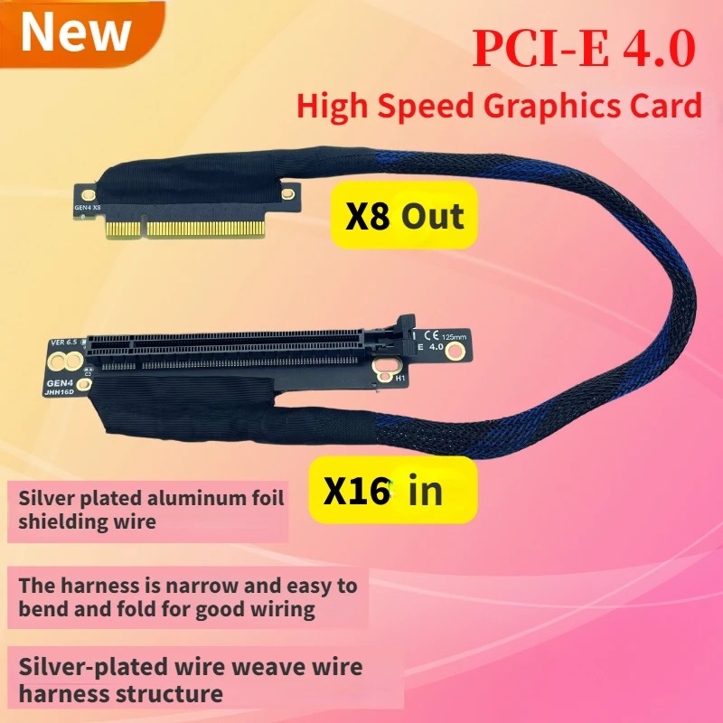 Jual Pci-E 4.0 X8 To X16 Server Pc Graphics Cards Bending Cable Gen4 ...