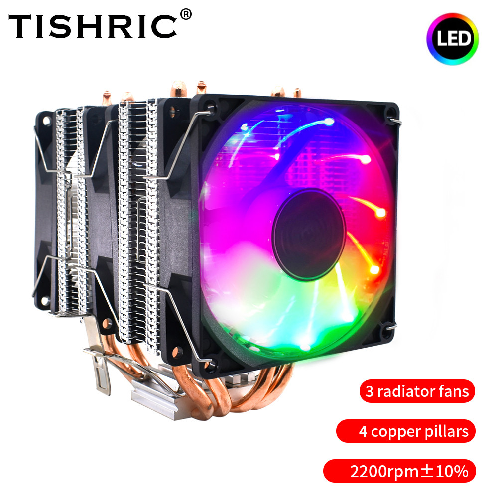 Jual TISHRIC CPU Cooler 4 Pin PWM RGB Cooling Fan PC Radiator 4 Heat ...