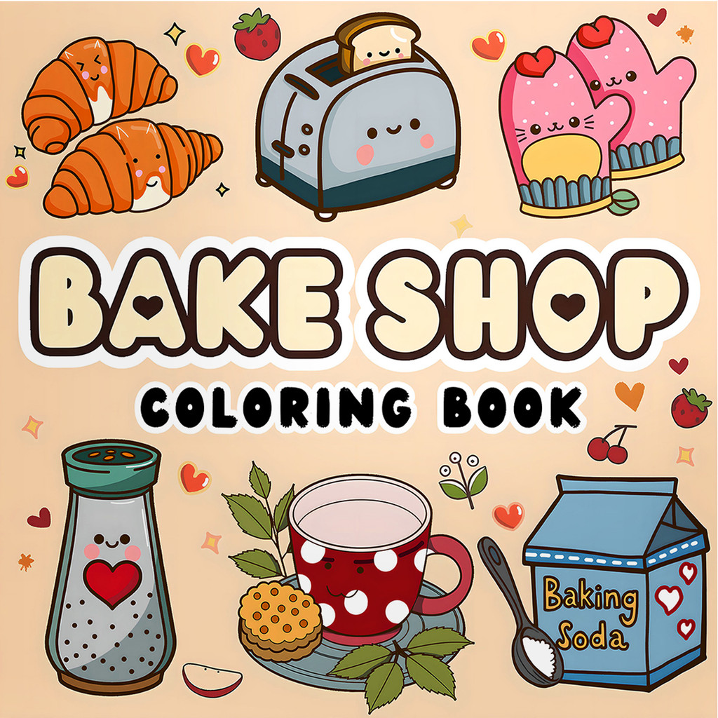 Jual Bake Shop Coloring Book For Adults And Teens Featuring Cute ...
