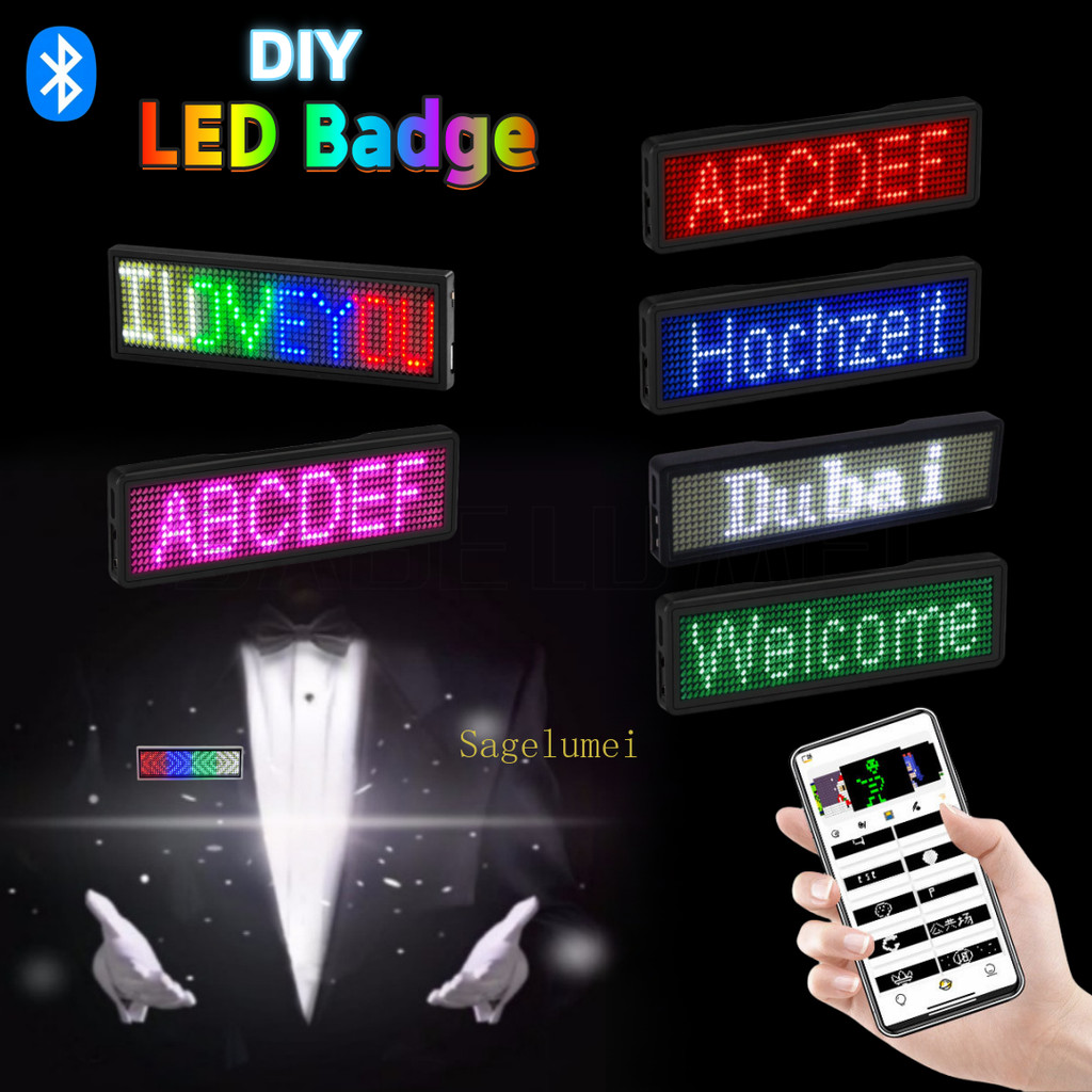 Jual Fully New Diy Programmable Scrolling Led Badge Rechargeable ...