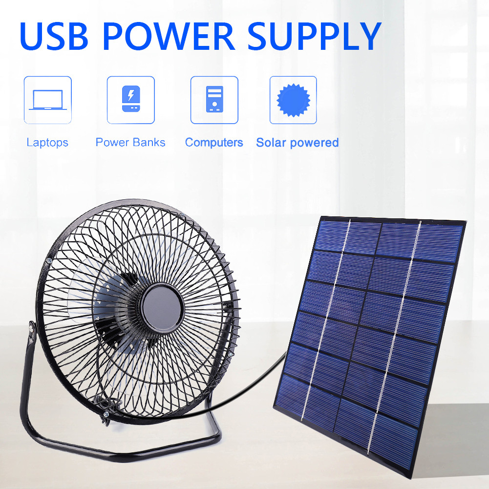 Jual 7W 6V Solar Panel with 8inch USB Exhaust Fan Multipurpose Solar ...