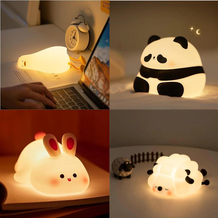 Jual Led Night Light Silicone Rabbit Touch Sensor Lamp Cute Animal ...