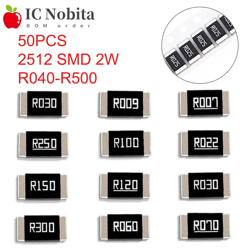 Jual 50PCS 2512 SMD 2W 1% Alloy Resistor Resistance R040 R050 R060 R070 ...